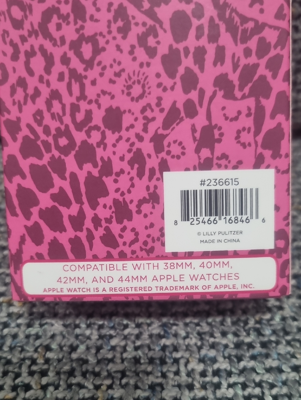 LILLY PULITZER Leather Apple Watch Band in Cerise Pink Pattern Play - Picture 8 of 13